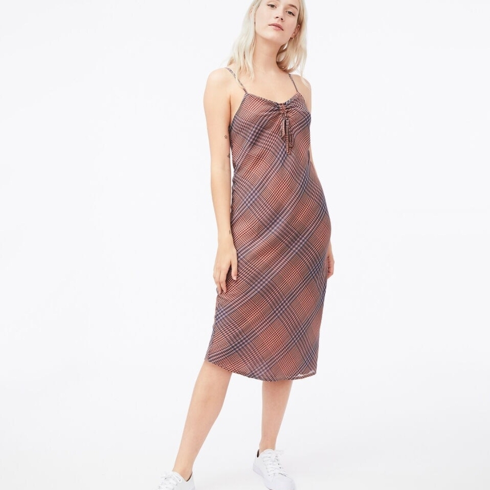 Aeropostale Checkered Midi Dress - Dusty Rose and Blue